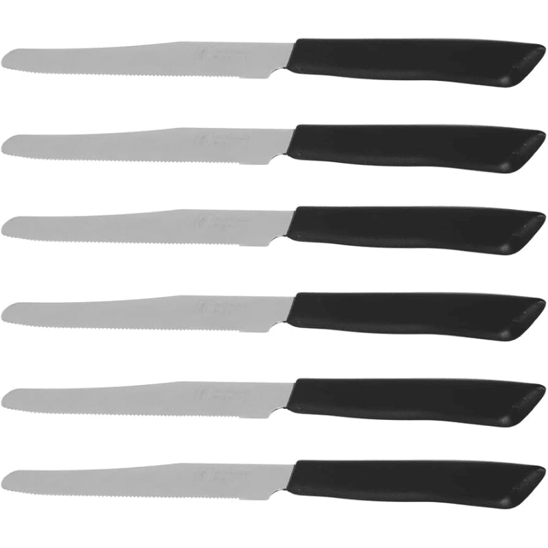 Inoxbonomi Italian Table Stainless Steel Knife 11 cm Black, Set of 6