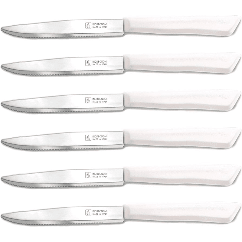 Inoxbonomi Italian Table Stainless Steel Knife 11 cm White, Set of 6
