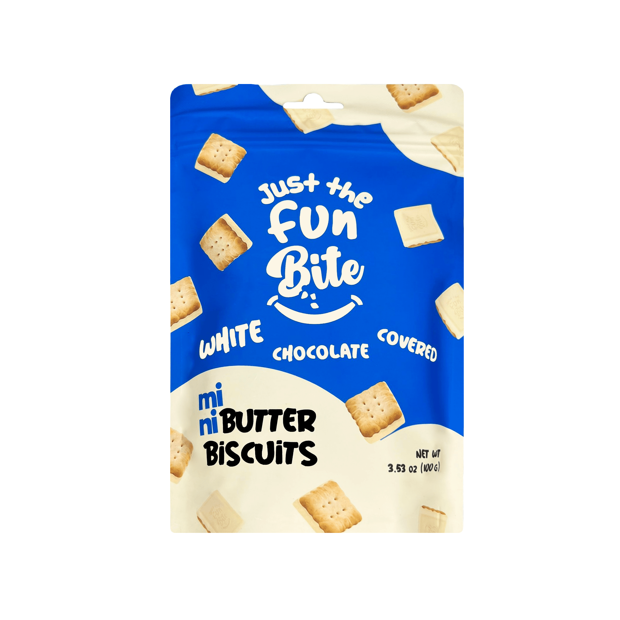 [Best Before: 03/03/2027] Just The Fun Bite White Chocolate Covered Butter Cookies, 3.53 oz