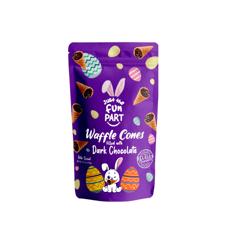 [Best Before: 12/20/2026] Just The Fun Part Easter Waffle Cones Filled with Dark Chocolate, 4.23 oz