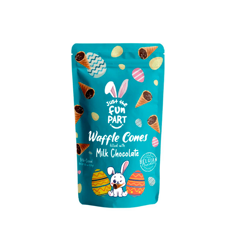 [Best Before: 12/20/2026] Just The Fun Part Easter Waffle Cones Filled with Milk Chocolate, 4.23 oz