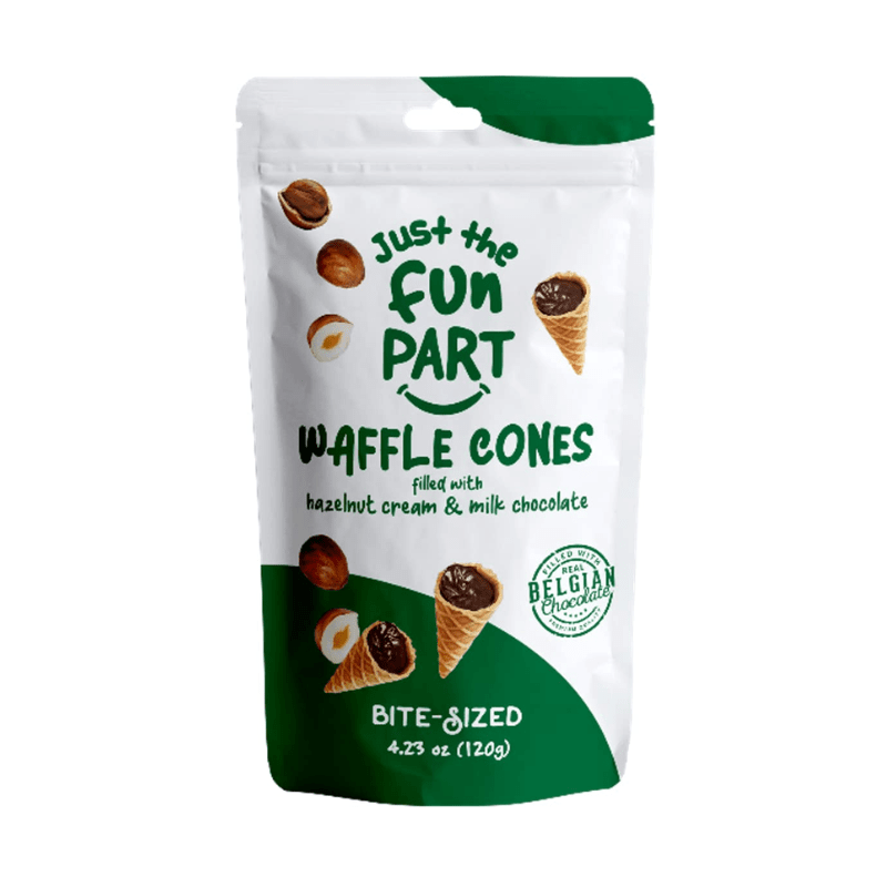 [Best Before: 03/03/2027] Just The Fun Part Mini Waffle Cones with Hazelnut & Chocolate, 4.23 oz