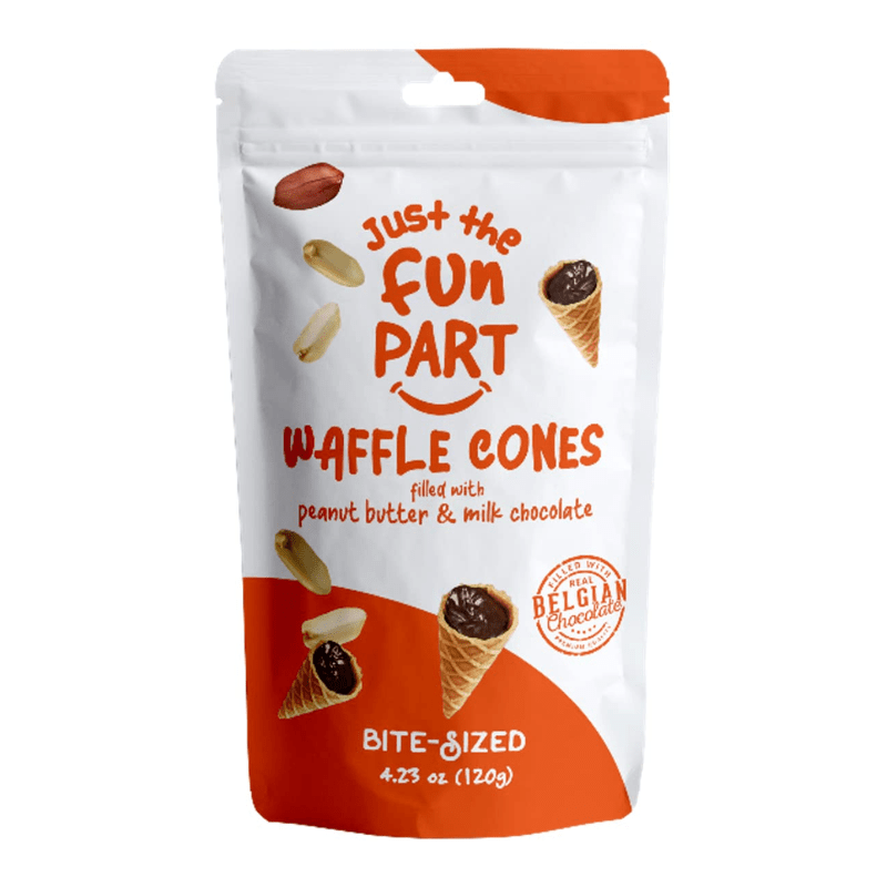 [Best Before: 03/03/2027] Just The Fun Part Mini Waffle Cones with Peanut Butter & Chocolate, 4.23 oz