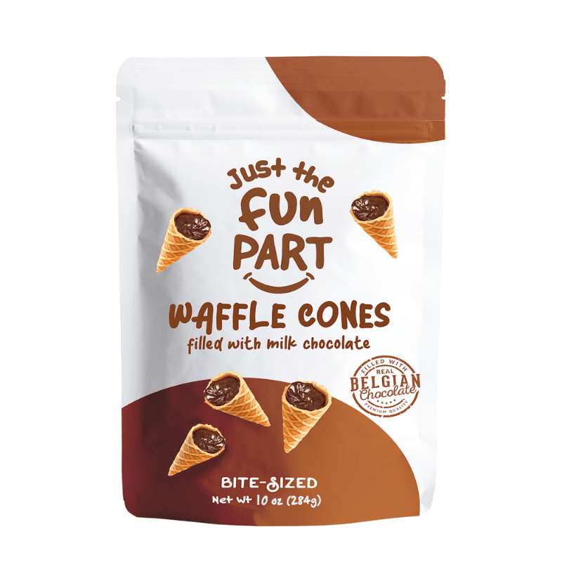 [Best Before: 09/09/2026] Just The Fun Part Waffle Cones Filled with Milk Chocolate, 10 oz
