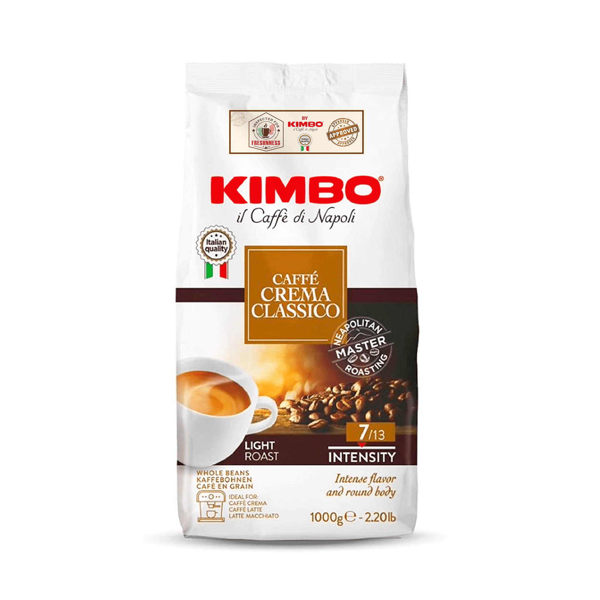 Kimbo Caffe Crema Classico Whole Bean Coffee, 2.2 lbs
