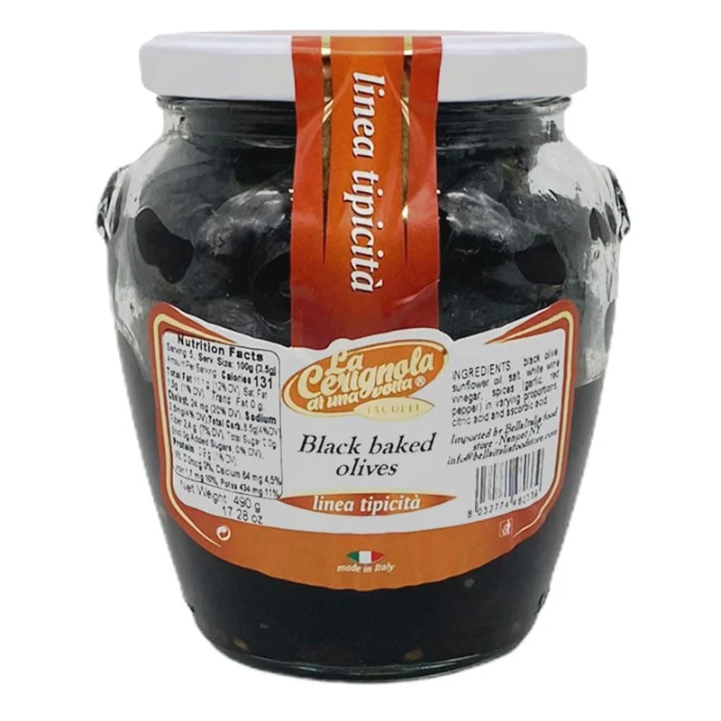 La Cerignola Di Una Volta Baked Black Olives, Olive Nere al Forno, 17.28 oz | 490g