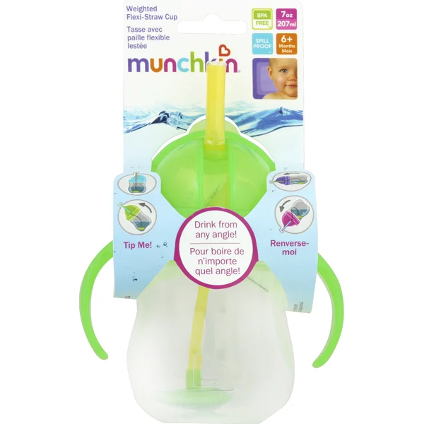 Munchkin Flexi-Straw Cup, Weighted, 6+ Months, 7 Ounce