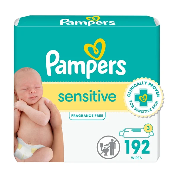 Pampers Baby Wipes Sensitive Perfume Free 3X Refill Packs