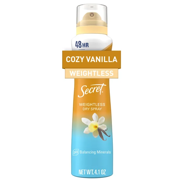 Secret Dry Spray Antiperspirant and Deodorant, Cozy Vanilla