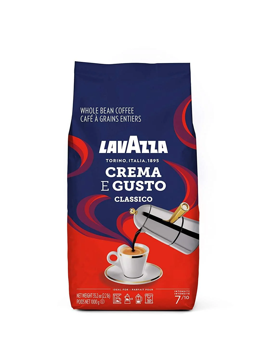 Lavazza Crema E Gusto Classico Blue Bag Whole Bean, 2.2 lb