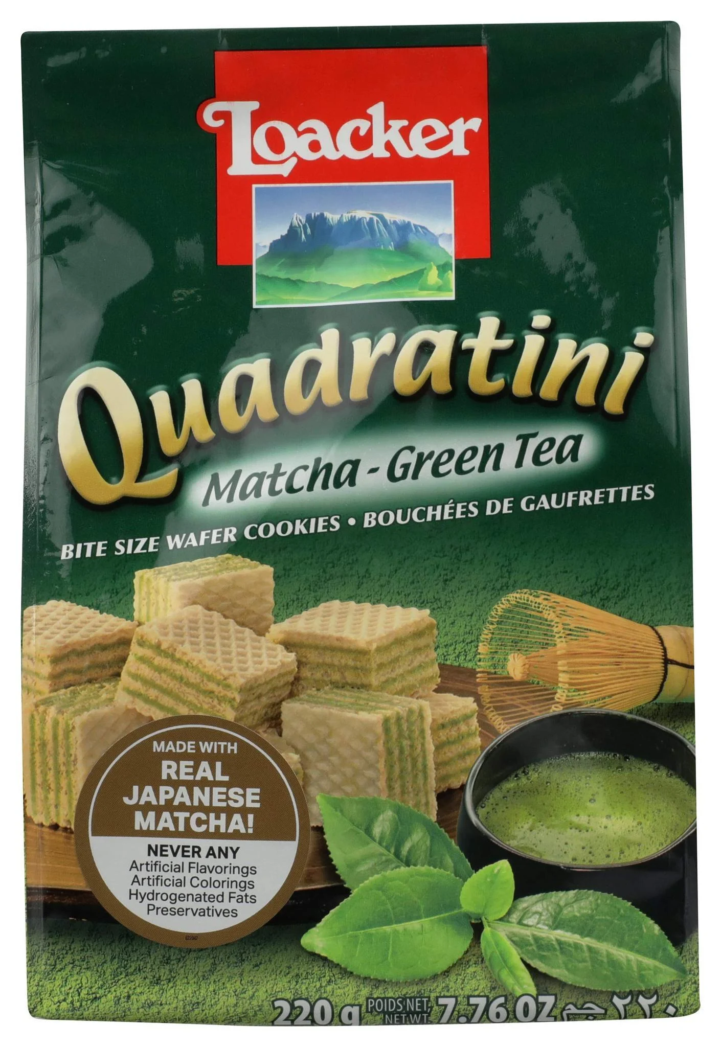 Loacker Quadratini Matcha Green Tea Cube Wafers, 7.7 oz