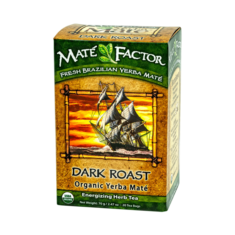 [Best Before: 07/31/2026] Mate Factor Dark Roast Organic Yerba Mate Loose Tea Bags, 20 Count