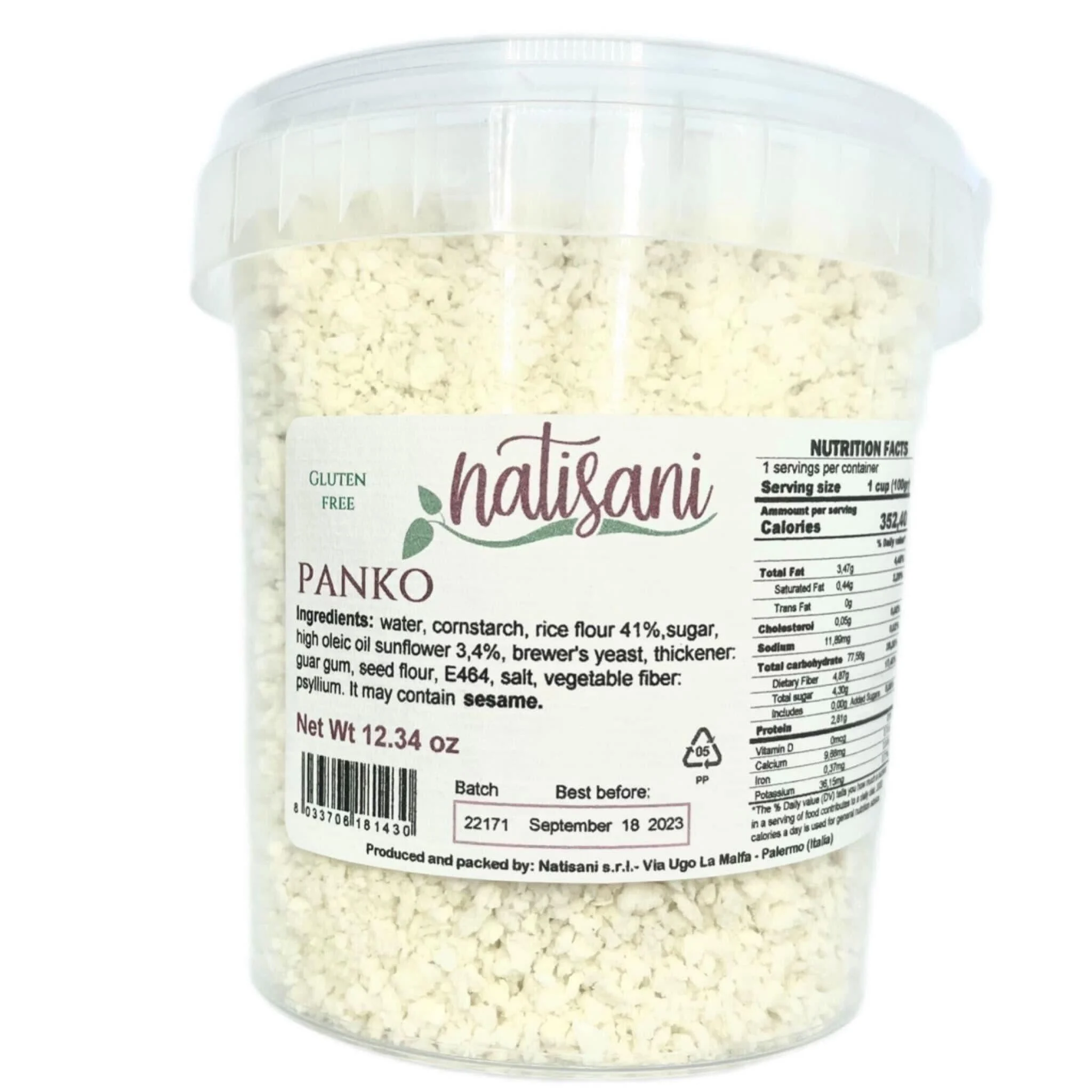 [Best Before: 06/19/2026] Natisani Gluten-Free Bread Crumbs, 10.58 oz