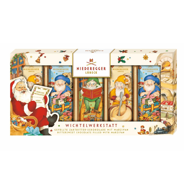 Niederegger Chocolate Covered Marzipan Bars in Elves Workshop Gift Pack, 6.1 oz
