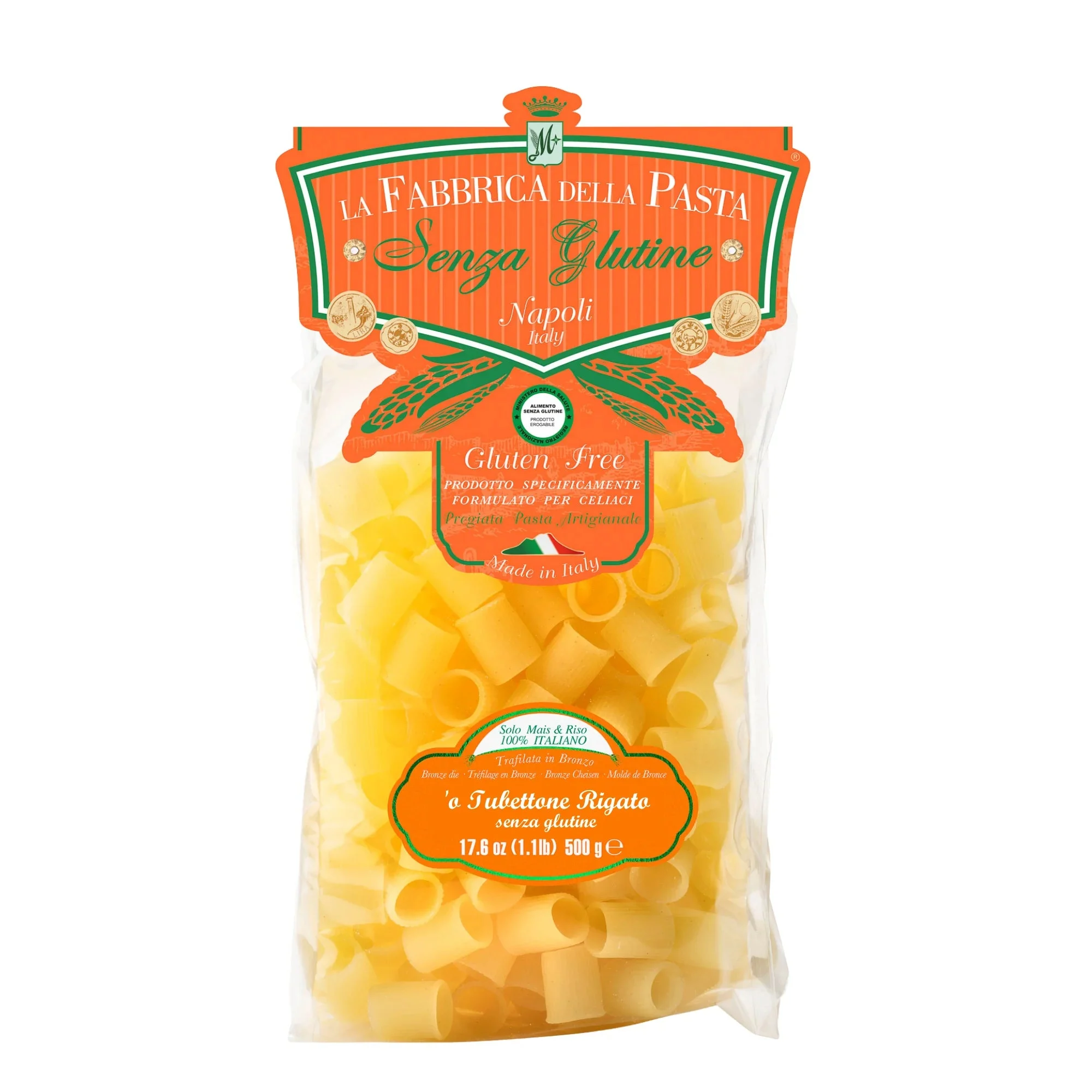 La Fabbrica Della Pasta Gluten Free 'o Tubettone Rigata, #155, 17.6 oz | 500gr
