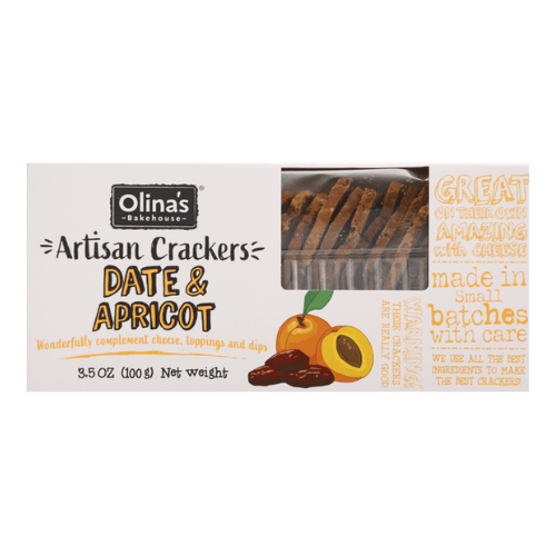 Olina's Bakehouse Date and Apricot Artisan Cracker, 3.5 oz
