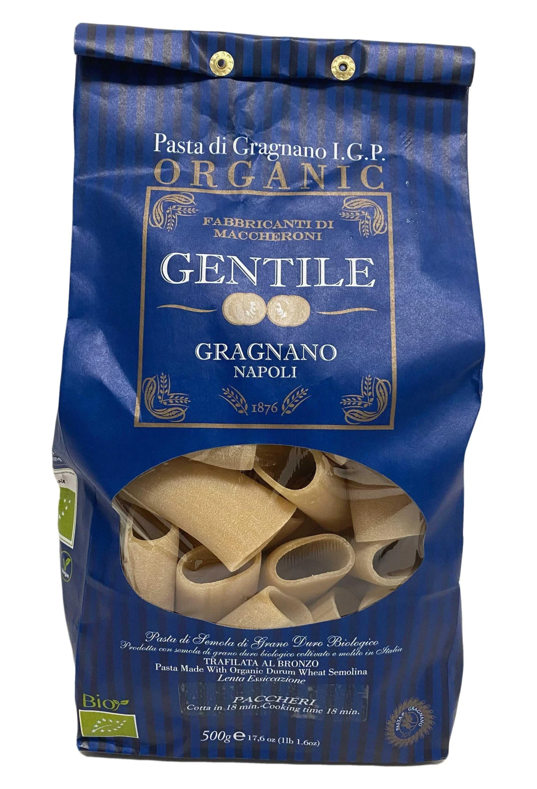 Pastificio Gentile Organic Paccheri Pasta, 17.6 oz