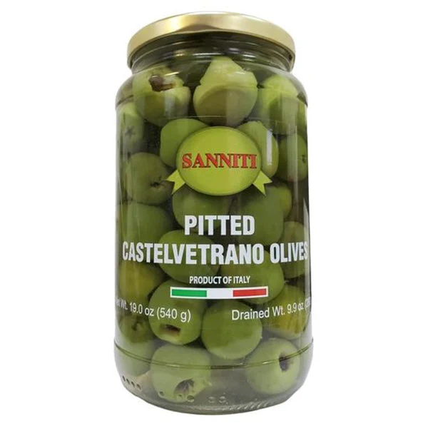 Sanniti Pitted Castelvetrano Green Olives jar, 19 oz