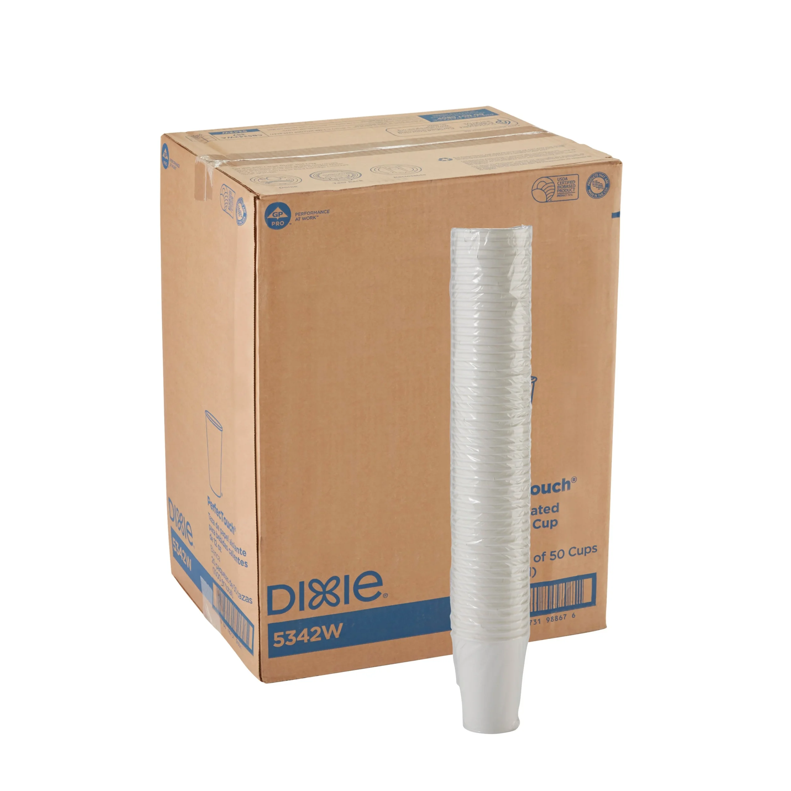 Dixie(R) Perfectouch(R) 12Oz Insulated Paperhot Cups By Gp Pro Fit Large Lids White 1000 Count (