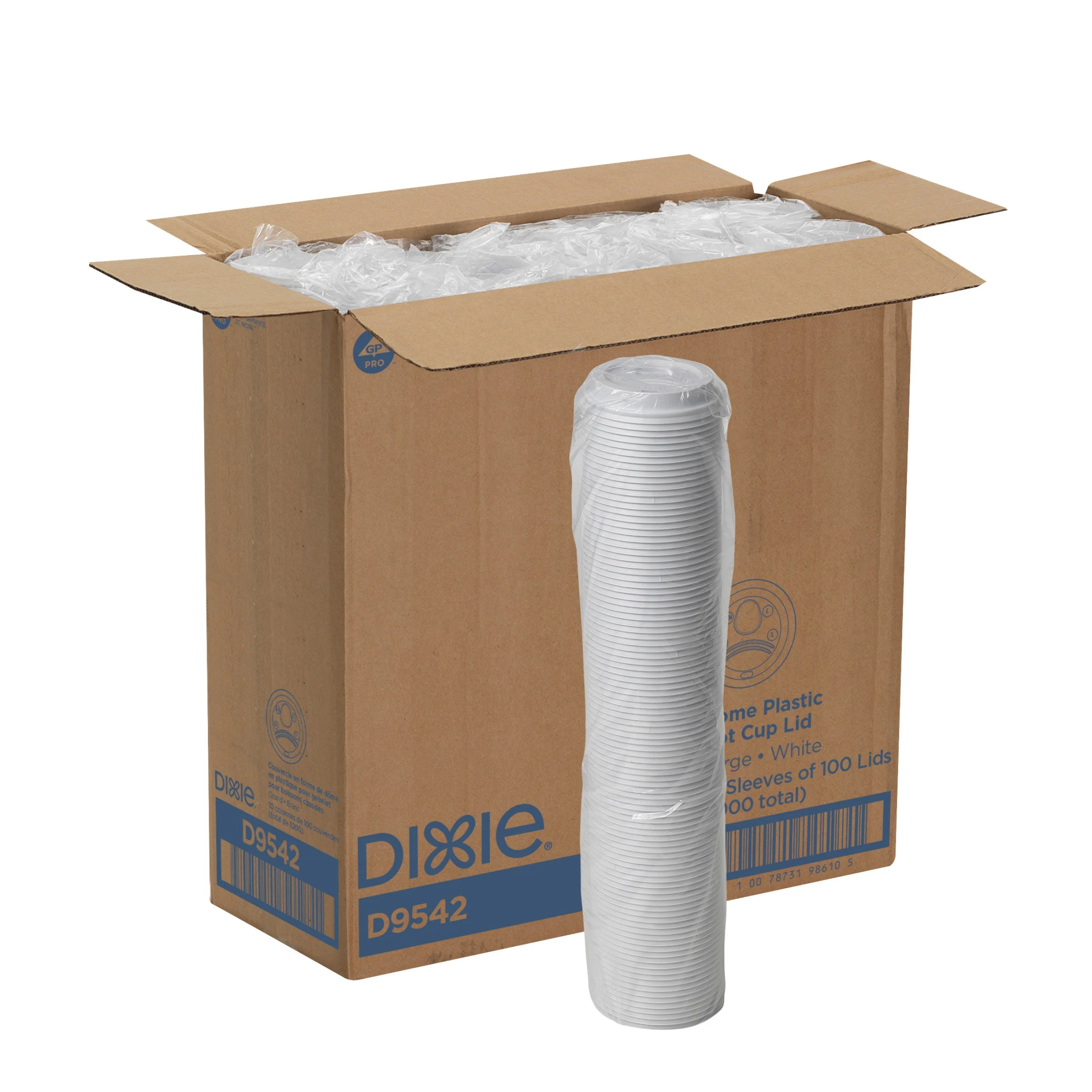 Dixie(R) Dome Plastic Hot Cup Lids Large 10 20 Ounce White 10 Packs / 100 Count Per Pack