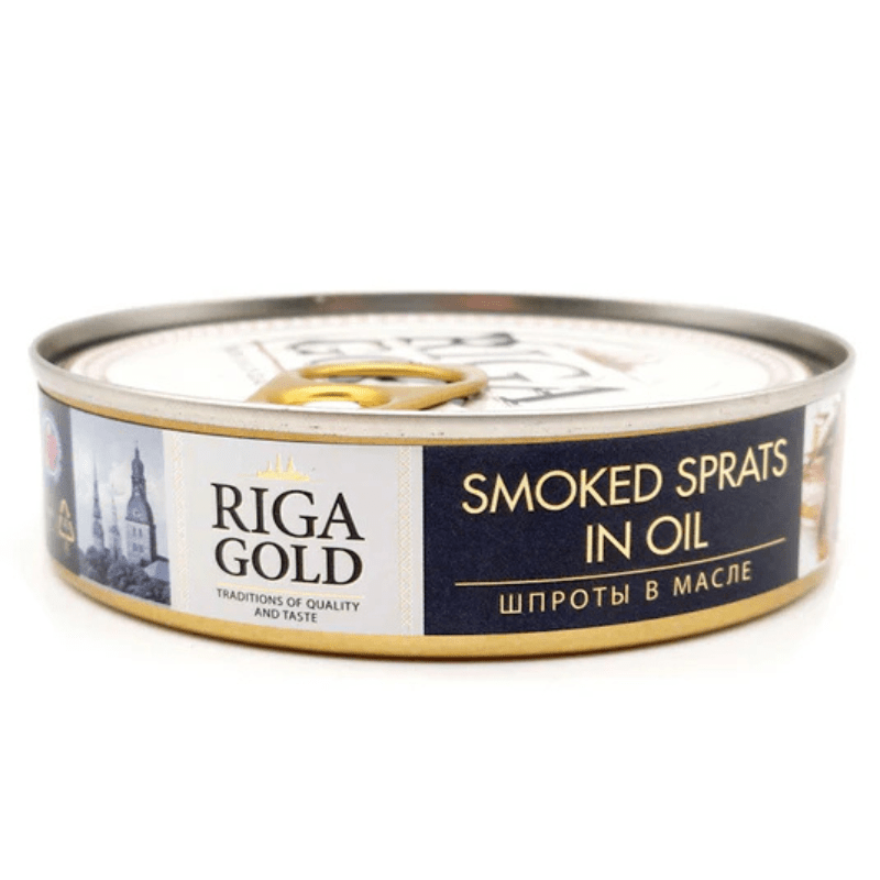 Riga Gold Smoked Sprats in Oil, 5.64 oz
