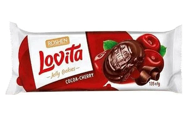 Roshen Lovita Cookies Cocoa Cherry, 4.76 oz