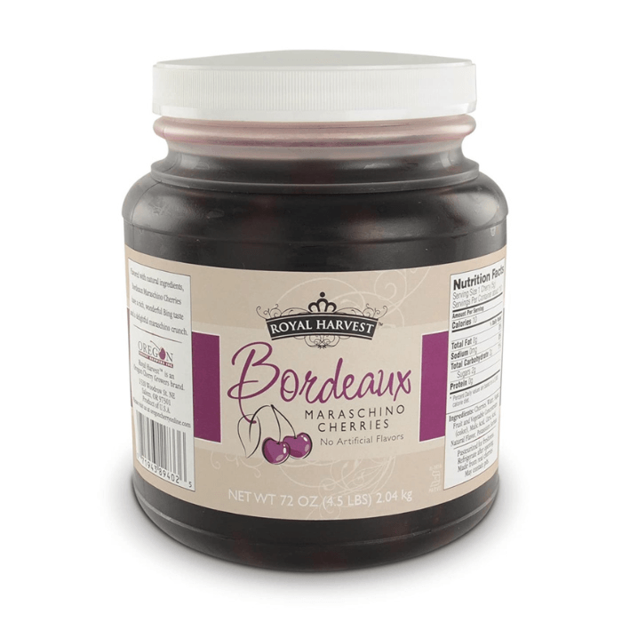 Royal Harvest Bordeaux Maraschino Cherries with Stem, 72 oz
