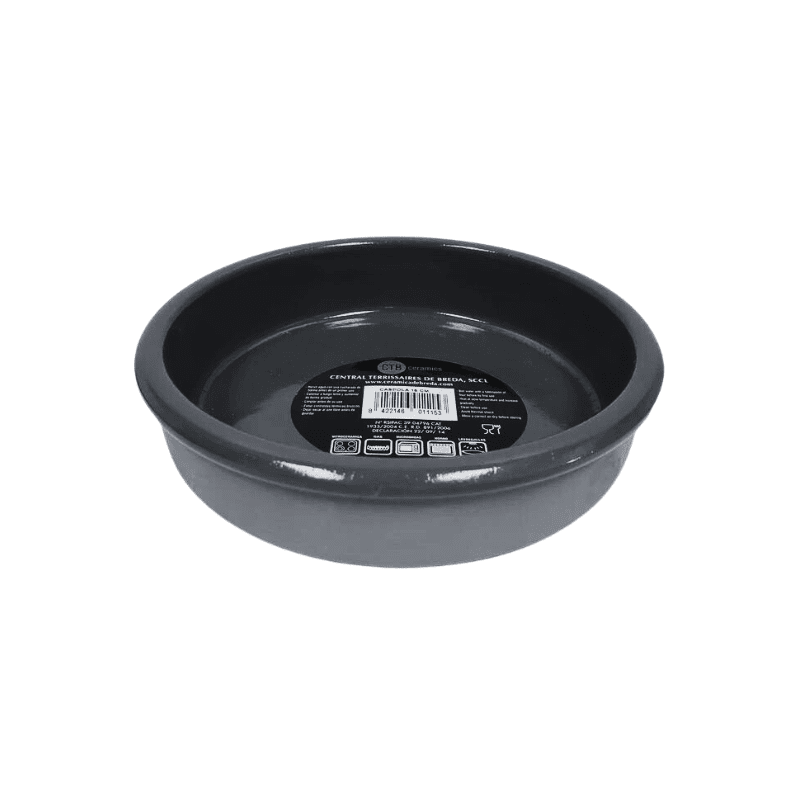 Rustic Terracota Cazuela Black Clay Cookware, 14 cm