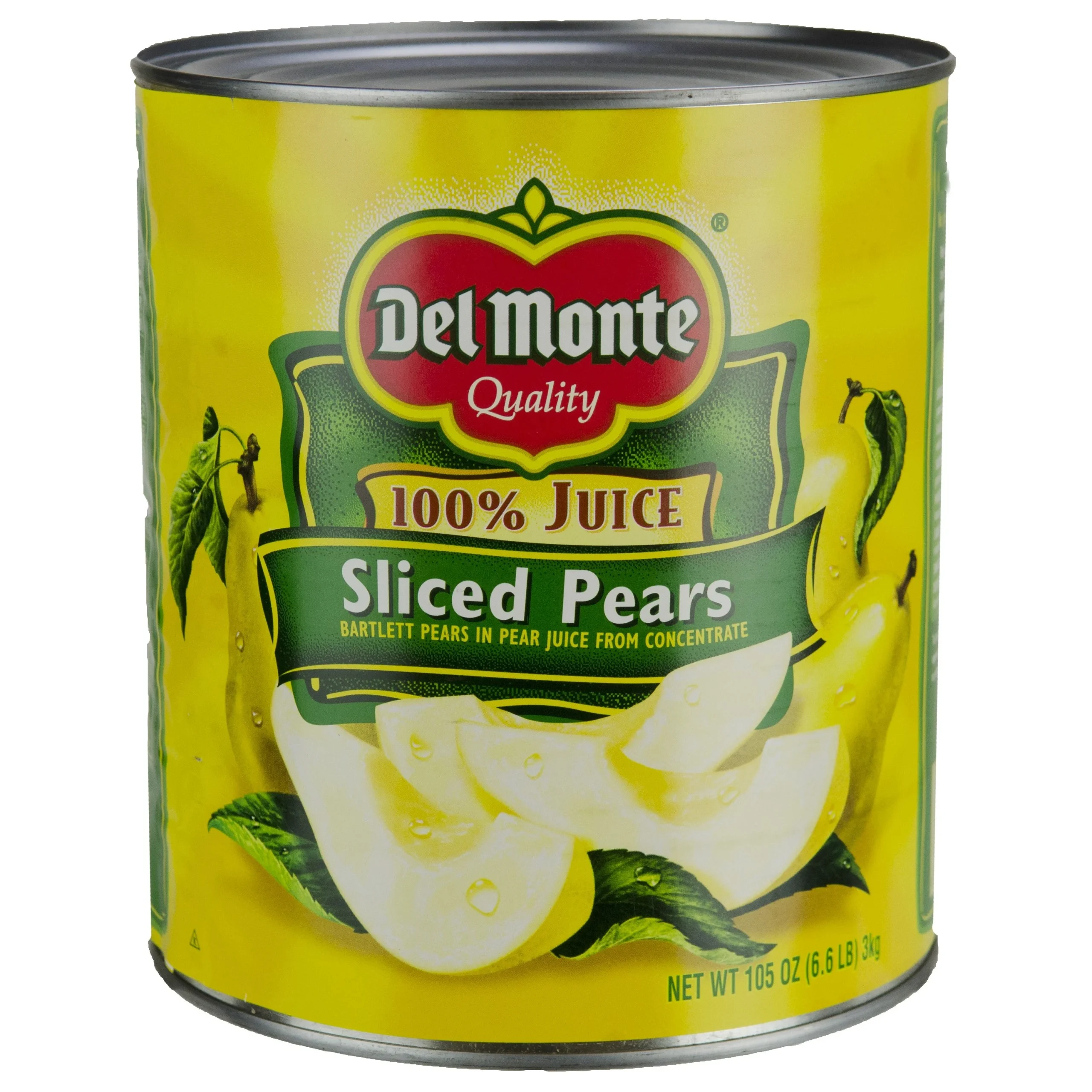 Del Monte Sliced Pears In Juice Can 105 Ounce Size - 6 Per Case.