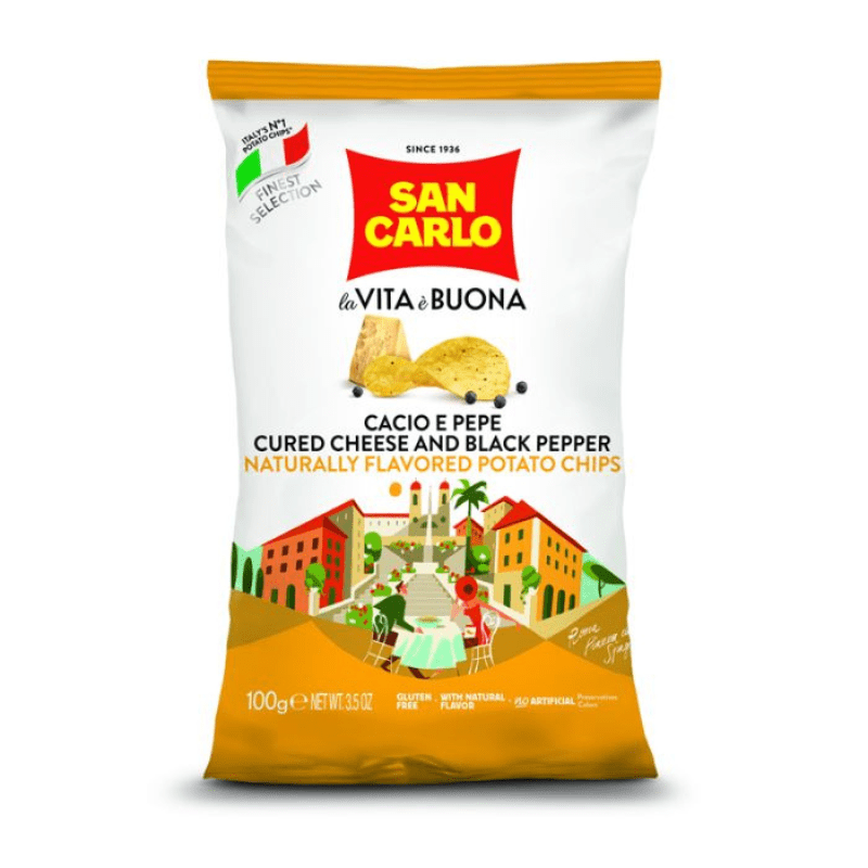 San Carlo Cacio e Peppe Cured Cheese & Black Pepper Potato Chips, 3.5 oz