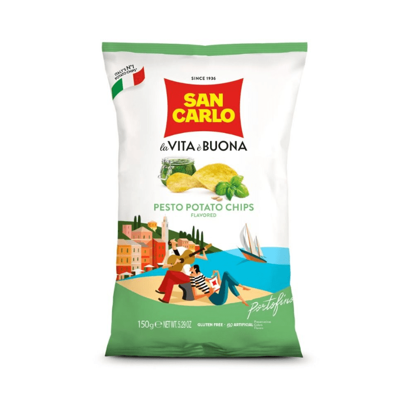 [Best Before: 05/28/2026] San Carlo Pesto Potato Chips, 5.29 oz | 150g