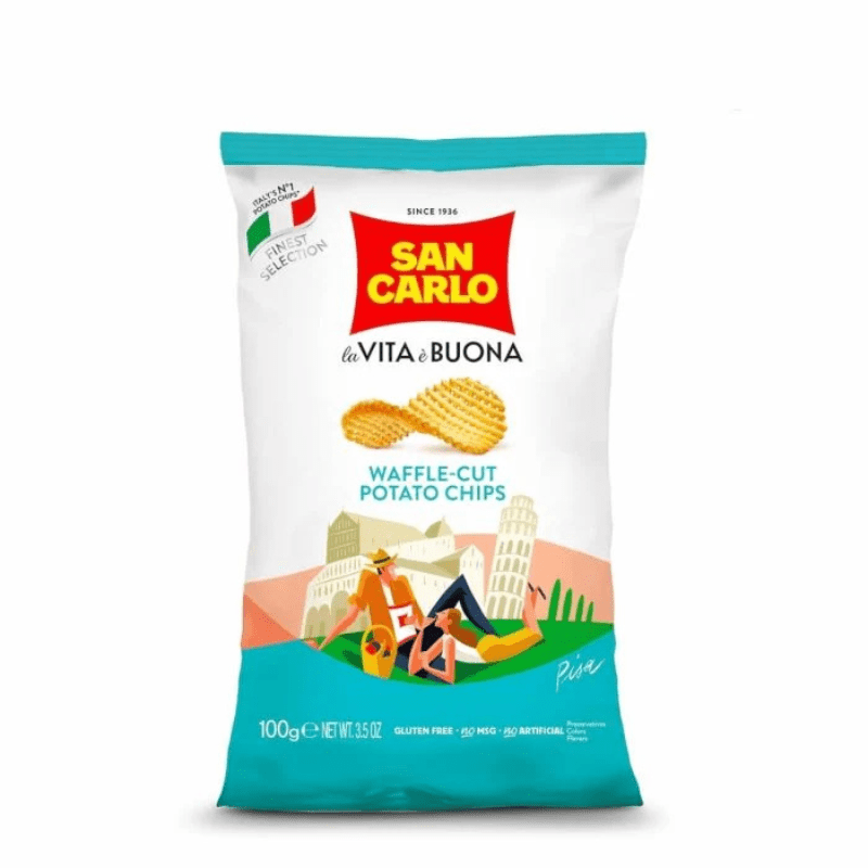 San Carlo Potato Chips Waffle Cut, 3.53 oz