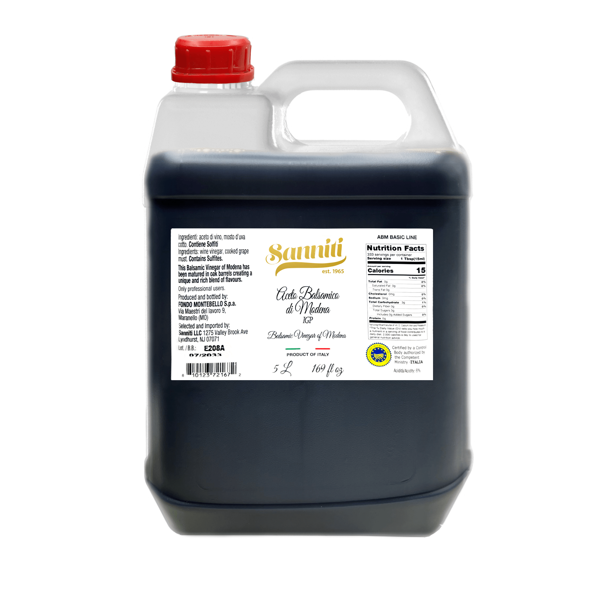 Sanniti Balsamic Vinegar of Modena IGP, 5 Liter