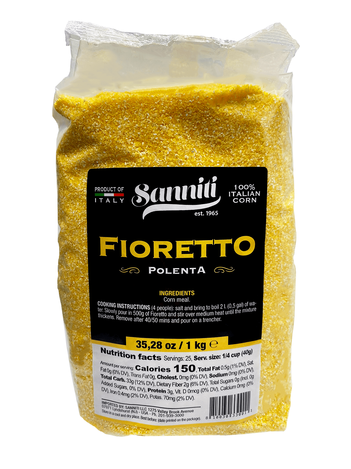 Sanniti Corn Meal Fioretto Polenta, 2.2 Lbs