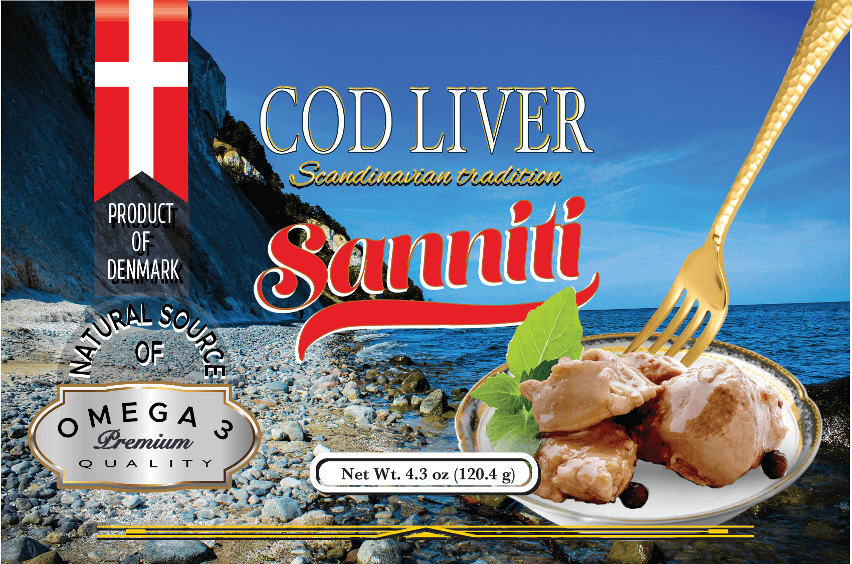 Sanniti Danish Cod Liver, 4.27 oz (121 g)