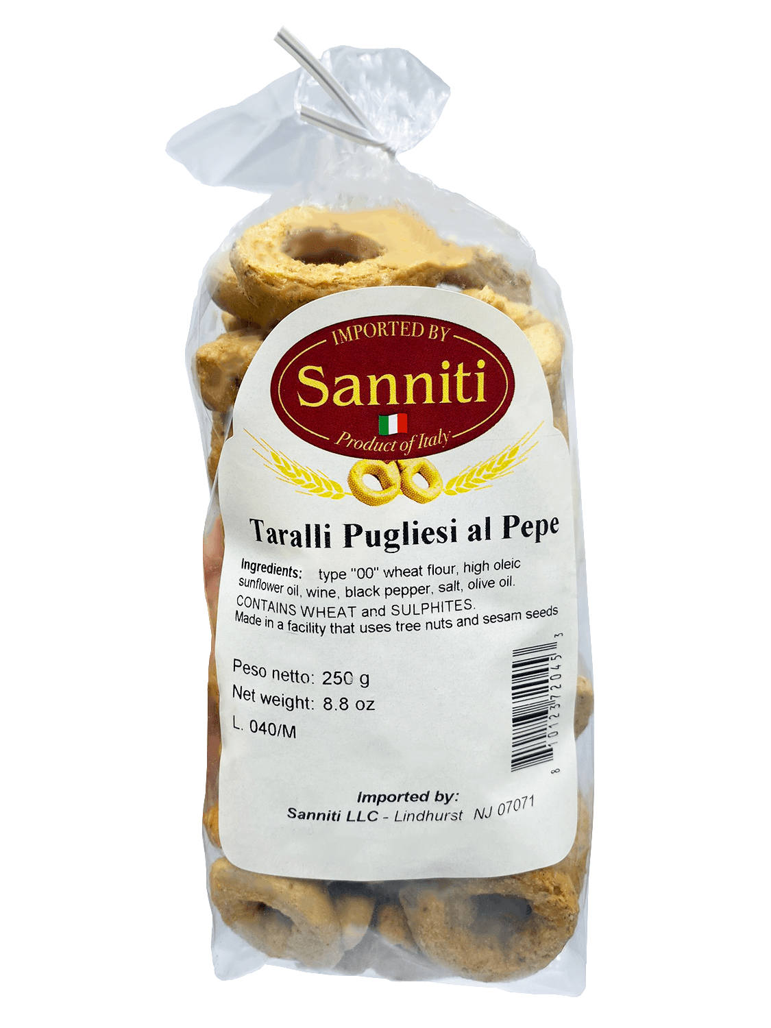 Sanniti Taralli Pugliesi al Pepe, 8.8 oz
