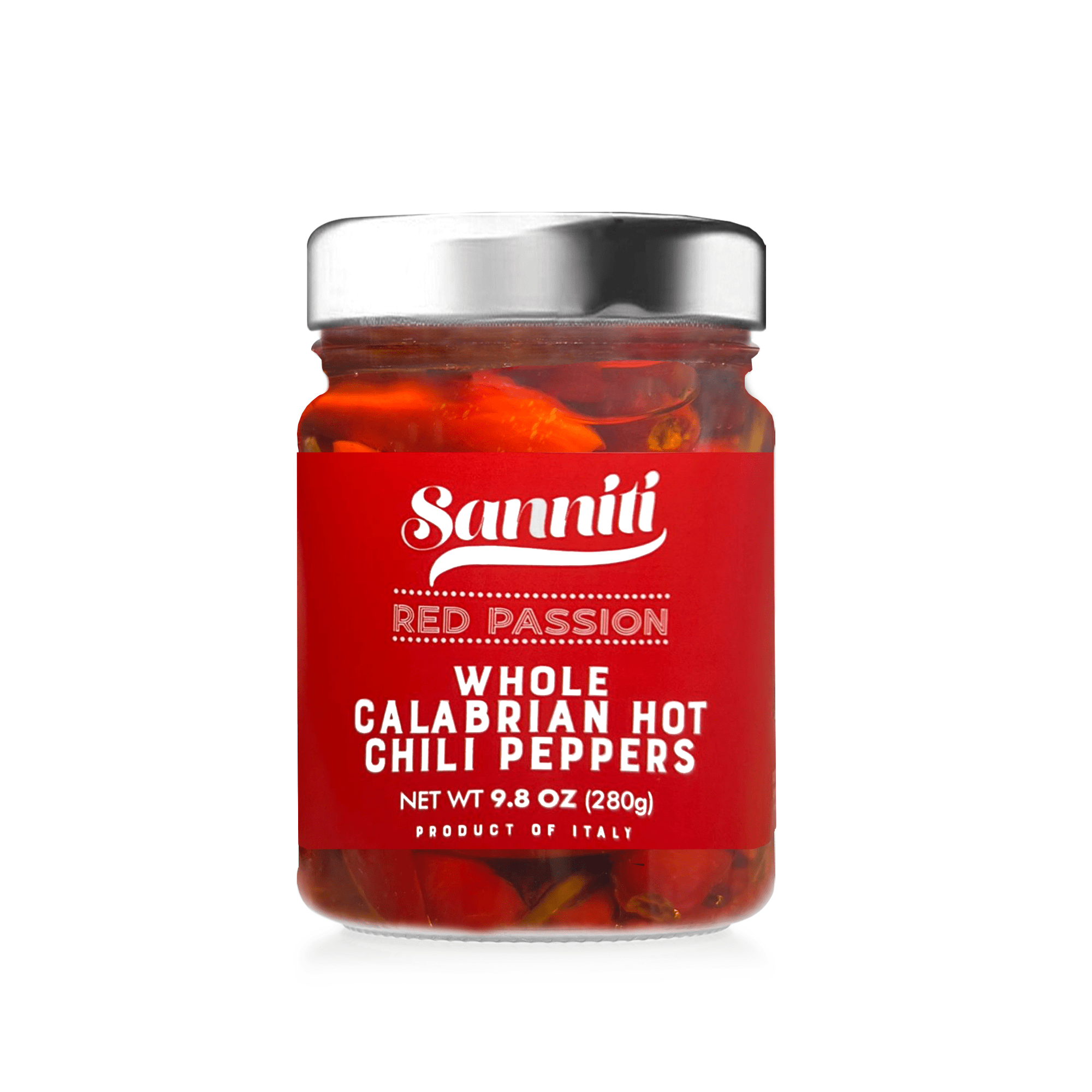 Sanniti Red Passion Whole Calabrian Hot Chili Peppers, 9.8 oz