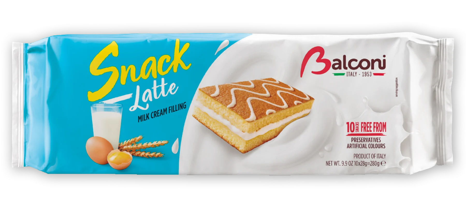 Balconi Milk Snack, Snack al Latte, 10 x 28g = 280g