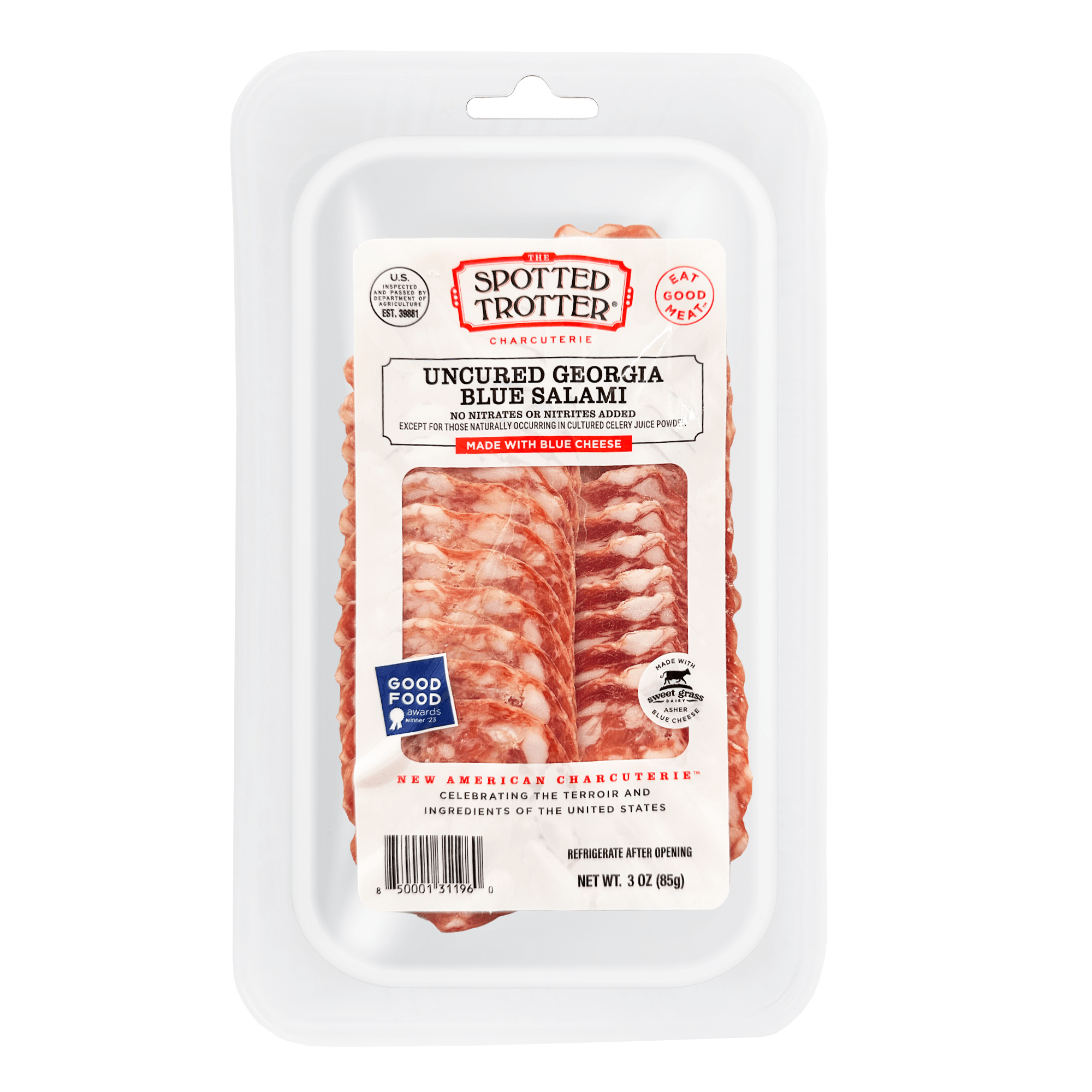 The Spotted Trotter Georgia Blue Sliced Salami, 3 oz