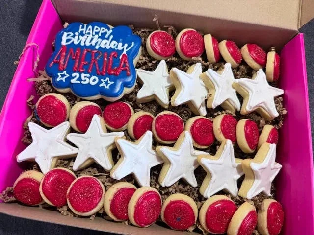 "Happy Birthday America!" Decorated Flag Sugar Cookies