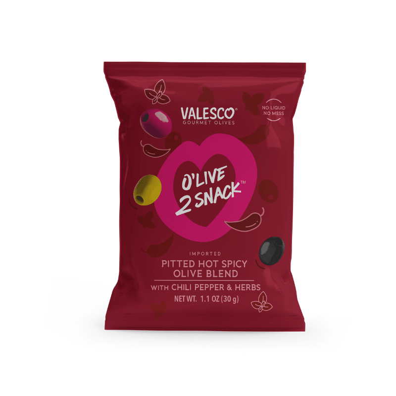 Valesco Chili Pepper and Herbs Pitted Mixed O'lives 2 Snack, 1.1 oz