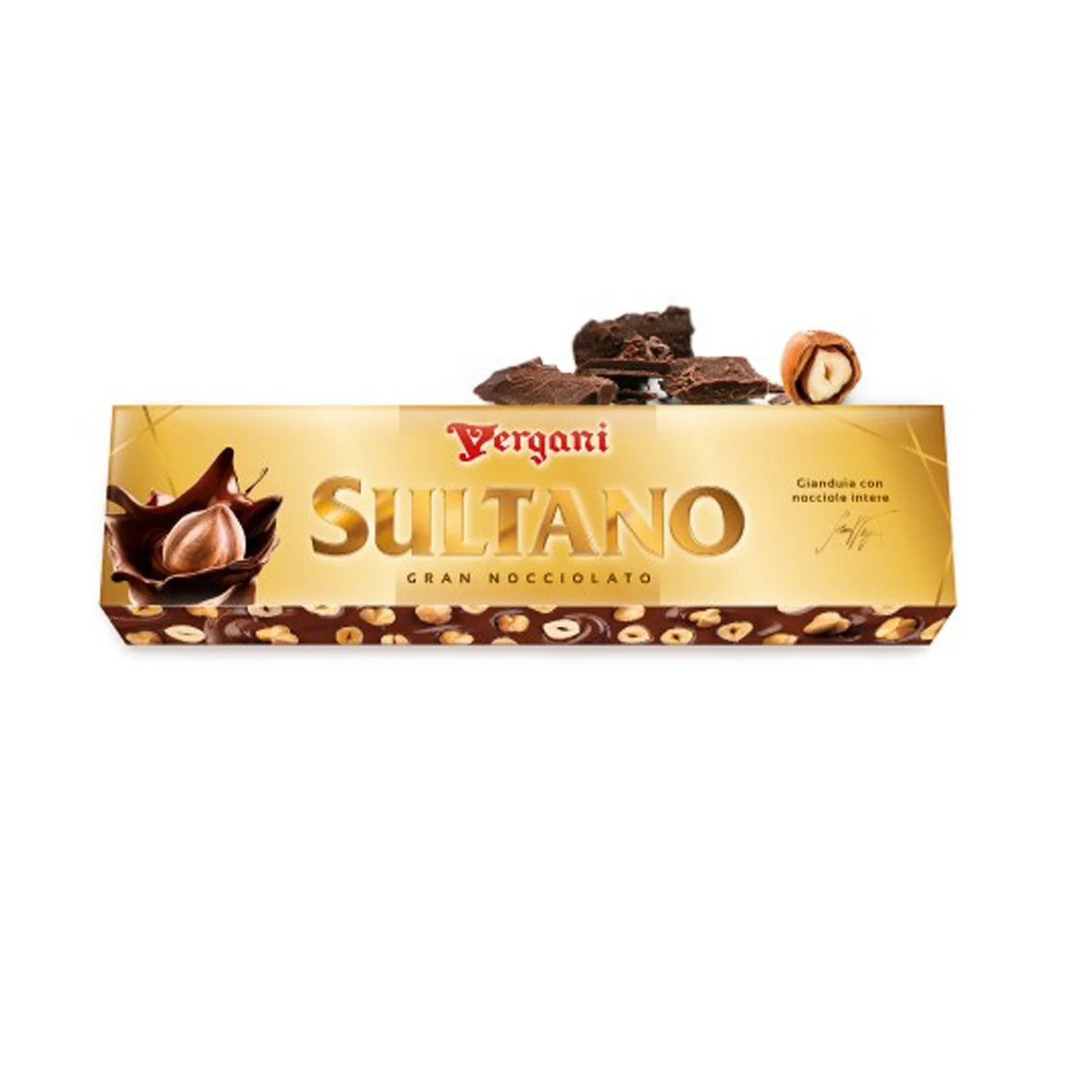 Vergani Sultano Gran Nocciolato – Gianduja Chocolate with Whole Hazelnuts, 8.82 oz (250g)