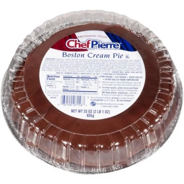 Chef Pierre Pie Boston Creme Pre Baked 10 Inch  2.062 Pound Each - 6 Per Case.