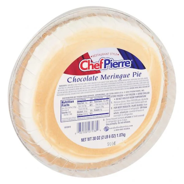 Chef Pierre Pie Chocolate Meringue 10 Inch  38 Ounce Size - 6 Per Case.