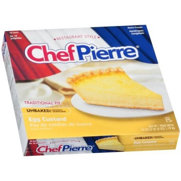Chef Pierre Pie Egg Custard Unbaked 10 Inch 2.625 Pound Each - 6 Per Case.