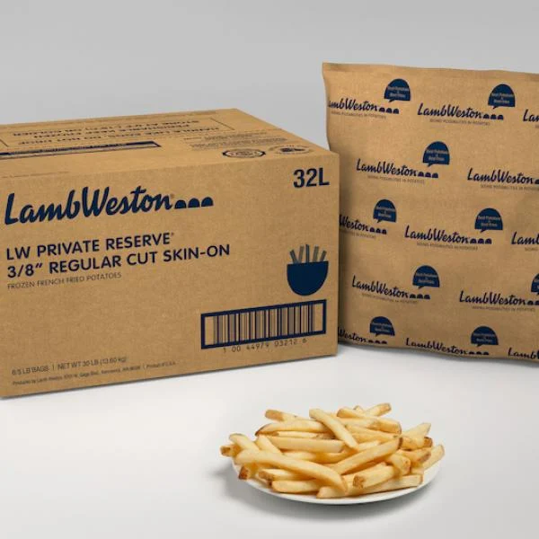 8 Inch Regular Cut Skin On Frozen French Friedpotatoes 5 Pound Each - 6 Per Case.