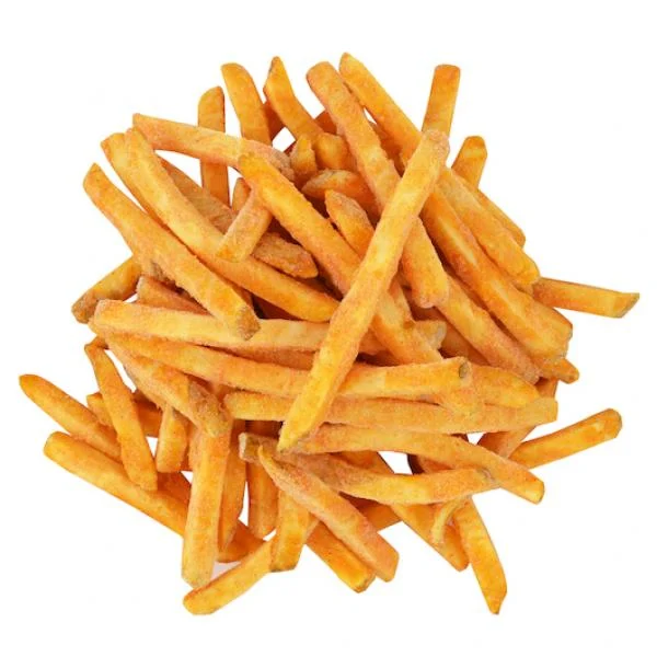 8 Inch Regular Cut Skin On Original Recipe Frozen French Fried Potatoes 5 Pound Each - 6 Per Case.