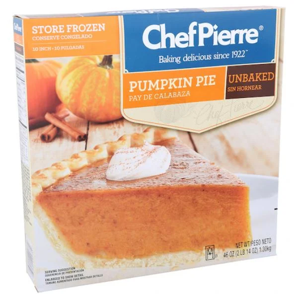Chef Pierre Pie Pumpkin Unbaked 10 Inch 2.875 Pound Each - 6 Per Case.
