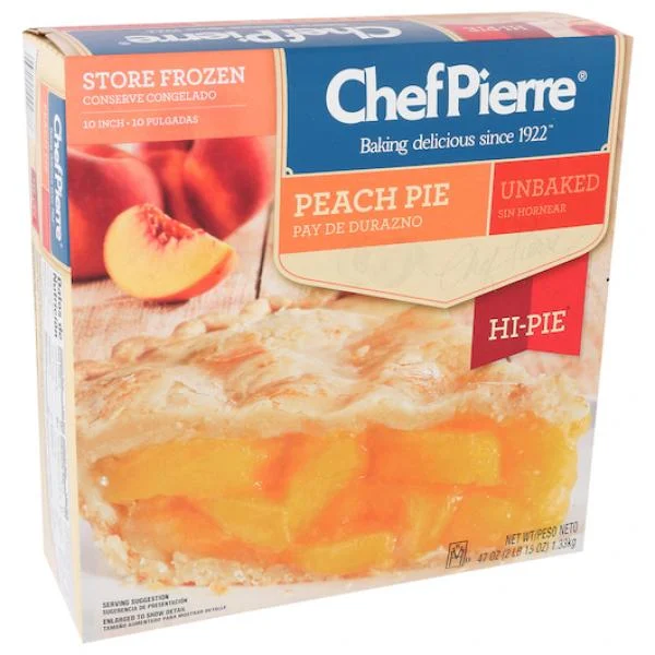 Chef Pierre Pie Peach High Unbaked 10 Inch 2.937 Pound Each - 6 Per Case.