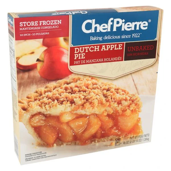 Chef Pierre Pie Dutch Apple Unbaked 10 Inch 46 Ounce Size - 6 Per Case.